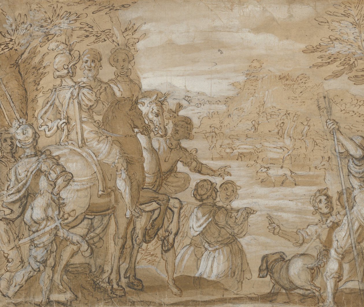 Vadászati parti, kb. 1555-65. alkotó: Joannes Stradanus