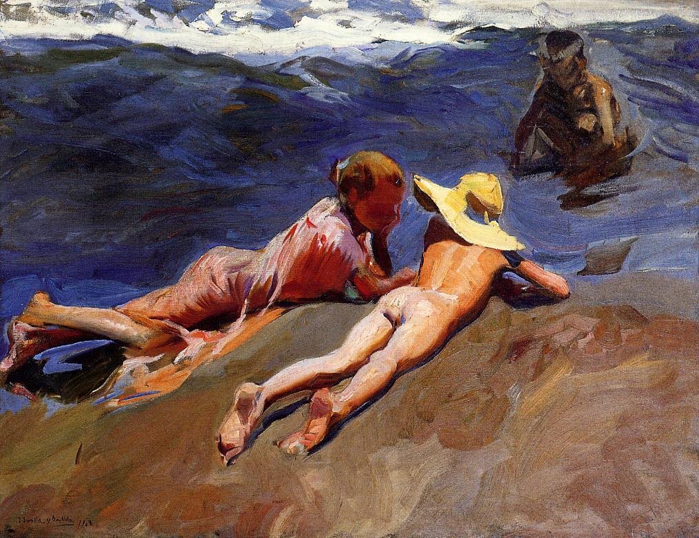 A homokban, Valencia Beach alkotó: Joaquín Sorolla