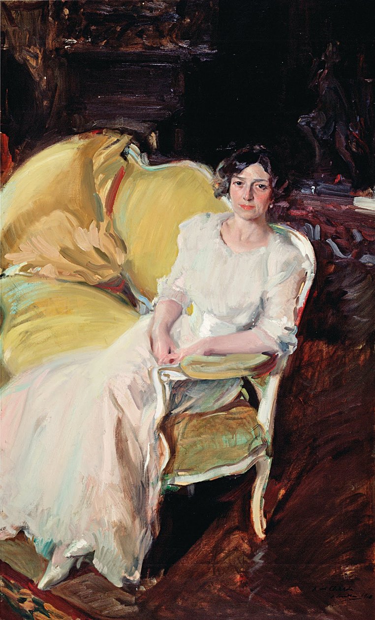 Clotilde a kanapén ül alkotó: Joaquín Sorolla