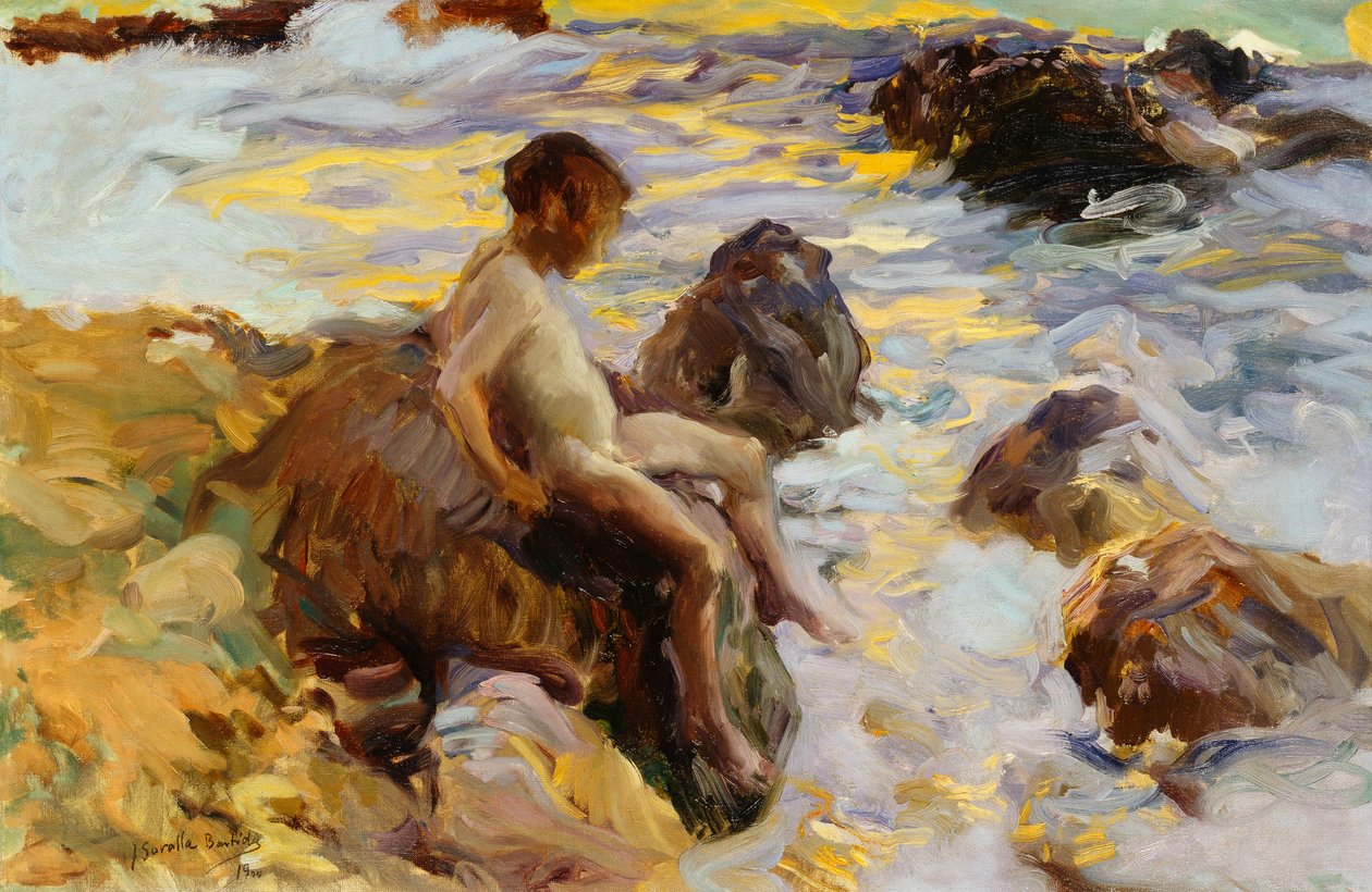 Boy in the Breakers, Javea, 1900 alkotó: Joaquín Sorolla