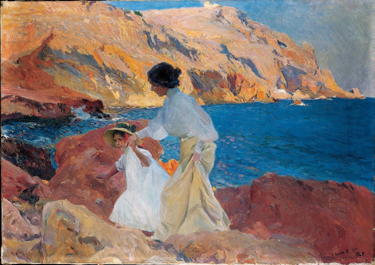 Clotilde és Elena a sziklákon, Javea, 1905 alkotó: Joaquín Sorolla