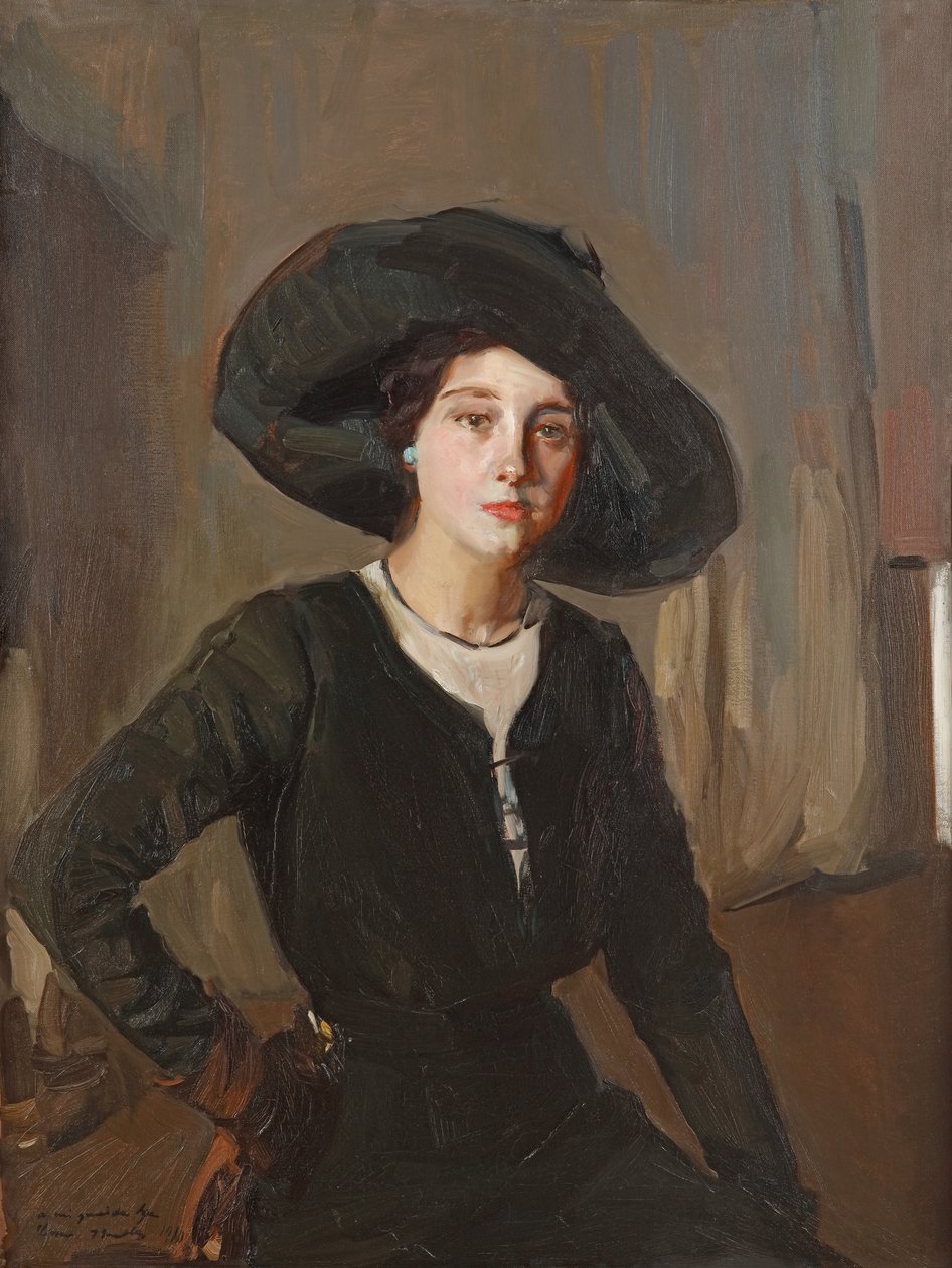 Elena fekete kalapban, 1910. alkotó: Joaquín Sorolla