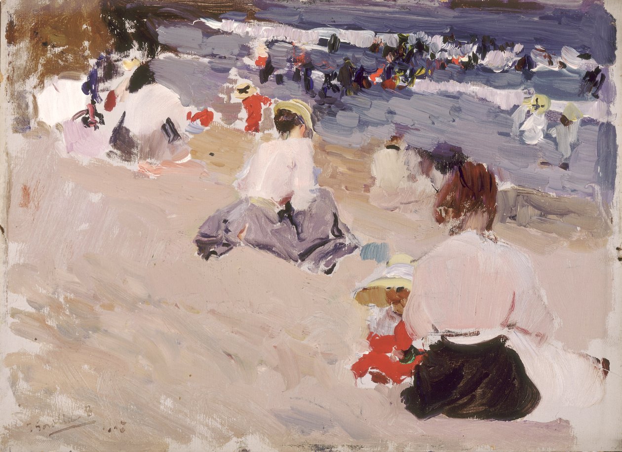 A tengerparton ülő emberek alkotó: Joaquín Sorolla