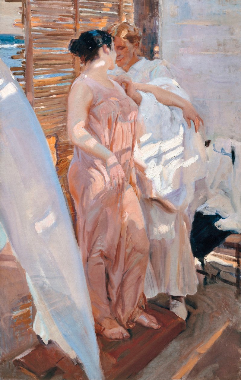 A rózsaszín köntös, fürdő után alkotó: Joaquin Sorolla y Bastida
