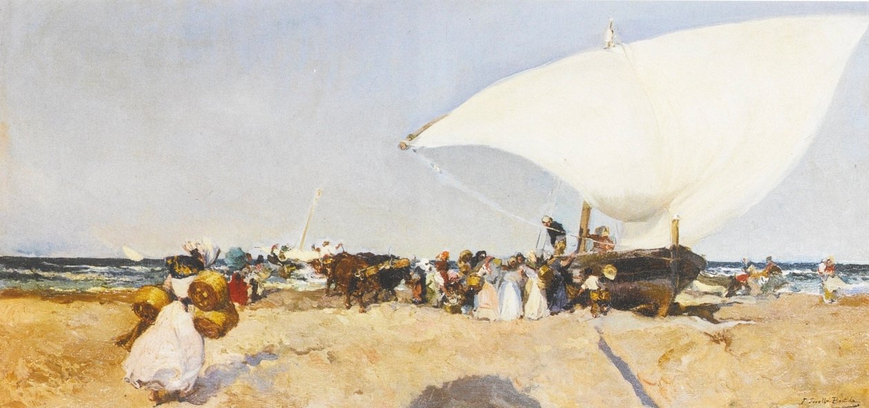 A horgászat érkezése alkotó: Joaquín Sorolla