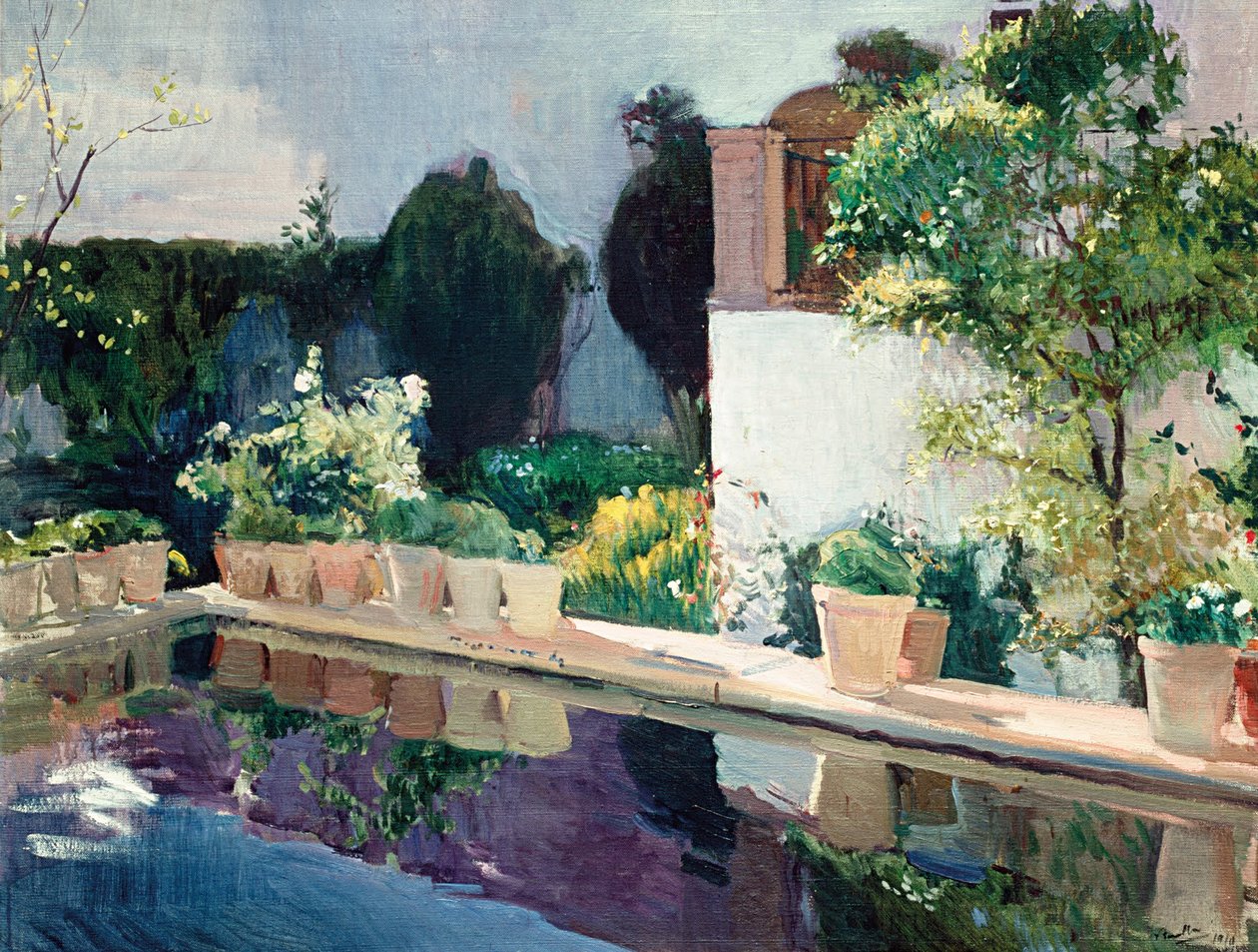 Tó palotája, királyi kert Sevillában alkotó: Joaquín Sorolla
