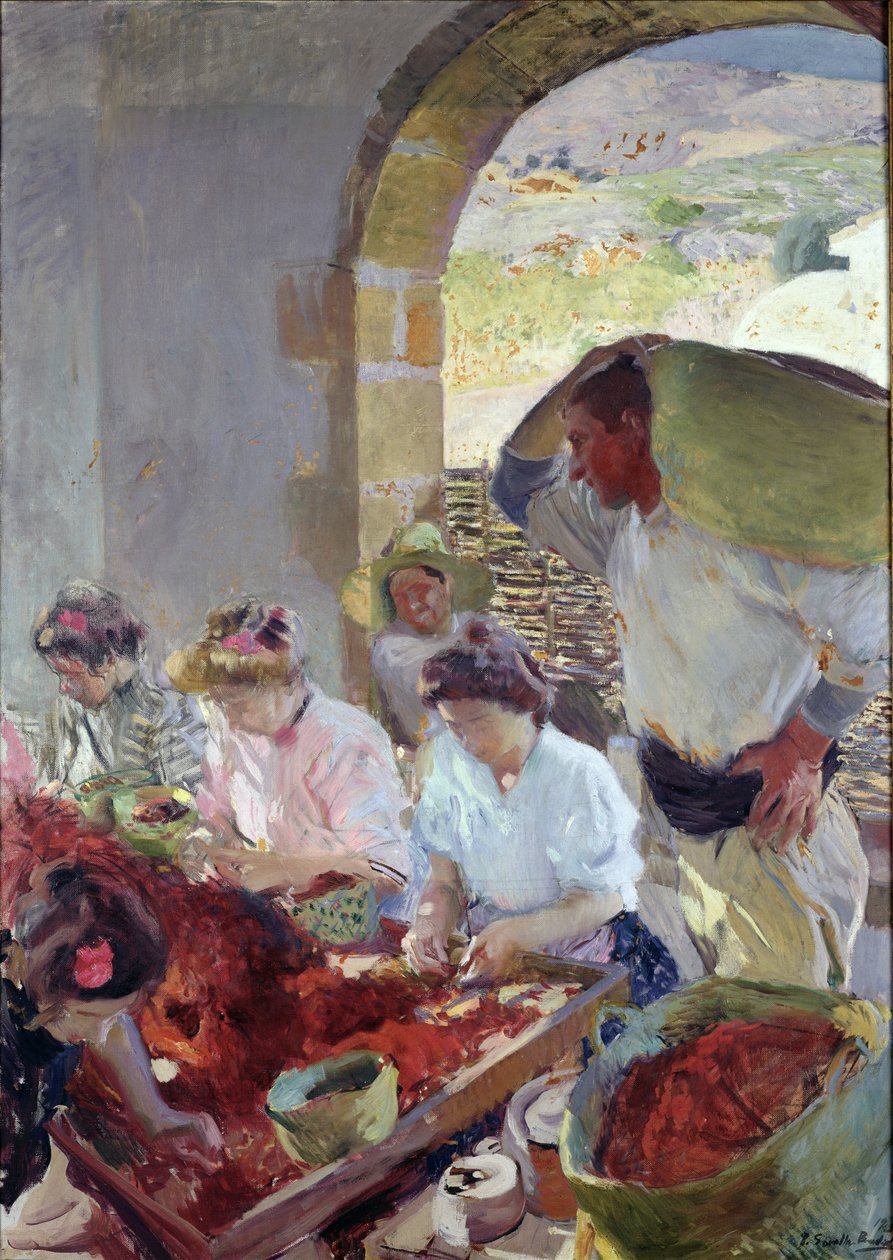 A száraz szőlő előkészítése, 1890 alkotó: Joaquín Sorolla