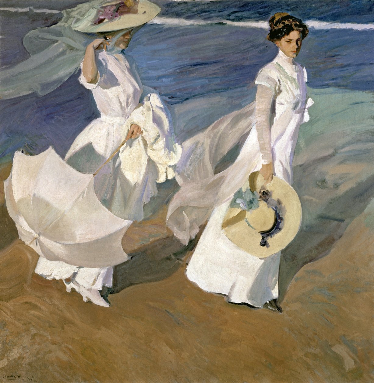 Séta a tengerparton, 1909 alkotó: Joaquín Sorolla