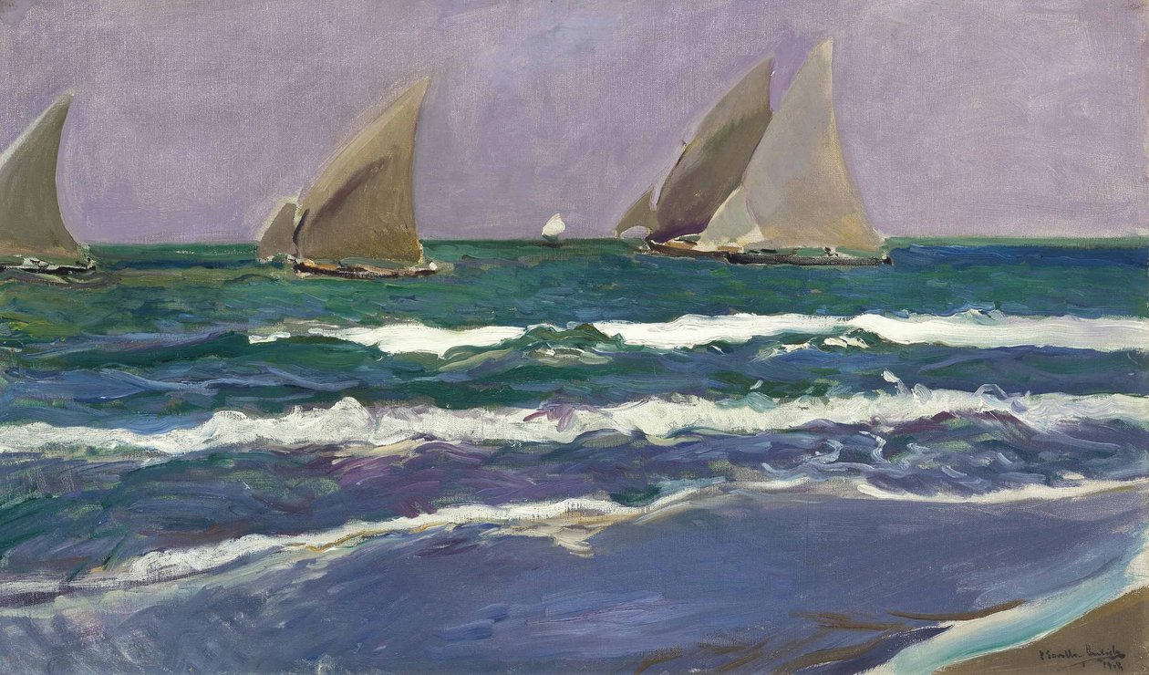 Vitorlák a tengeren, Valencia alkotó: Joaquín Sorolla