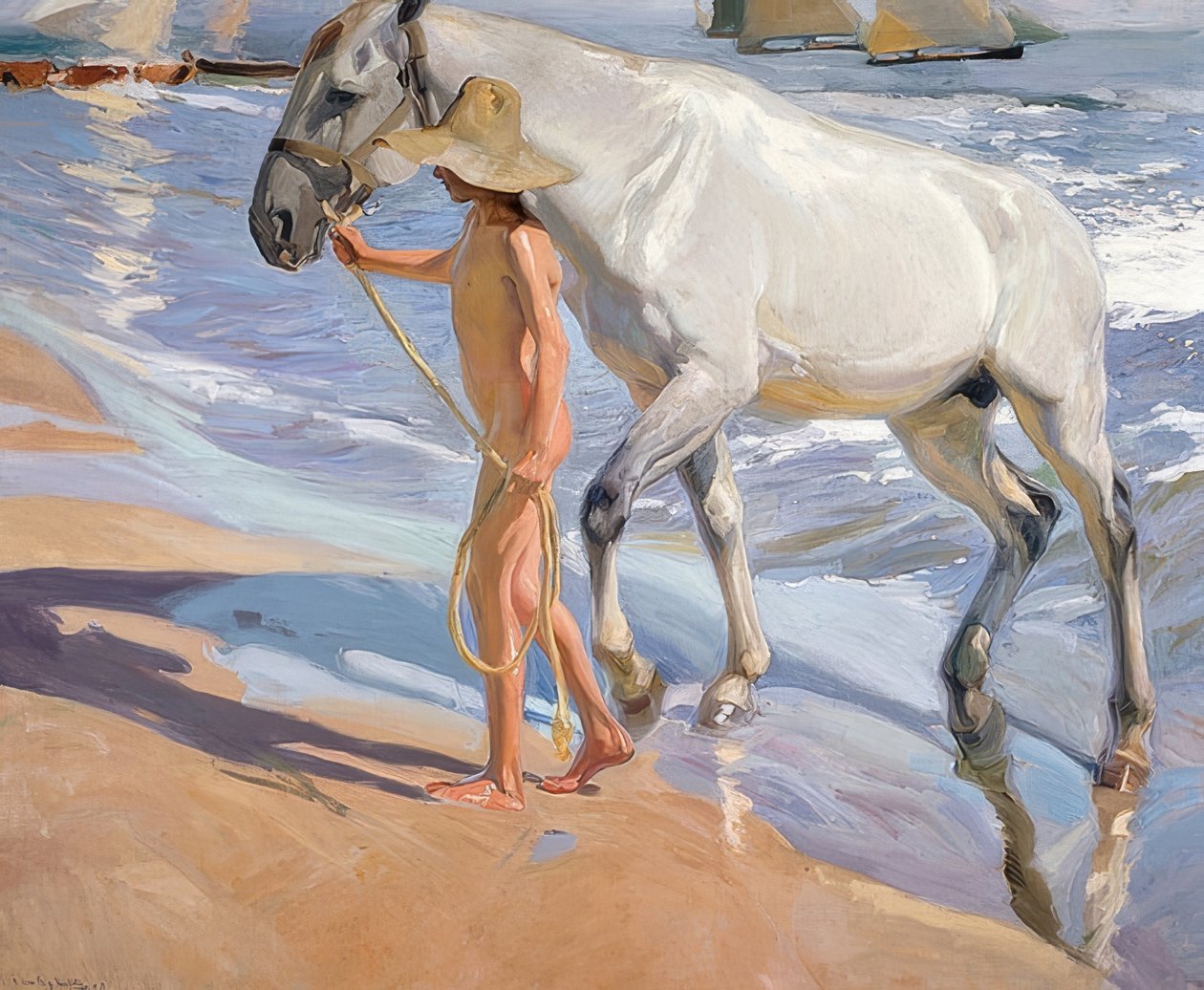 A ló fürdője. 1909 alkotó: Joaquín Sorolla