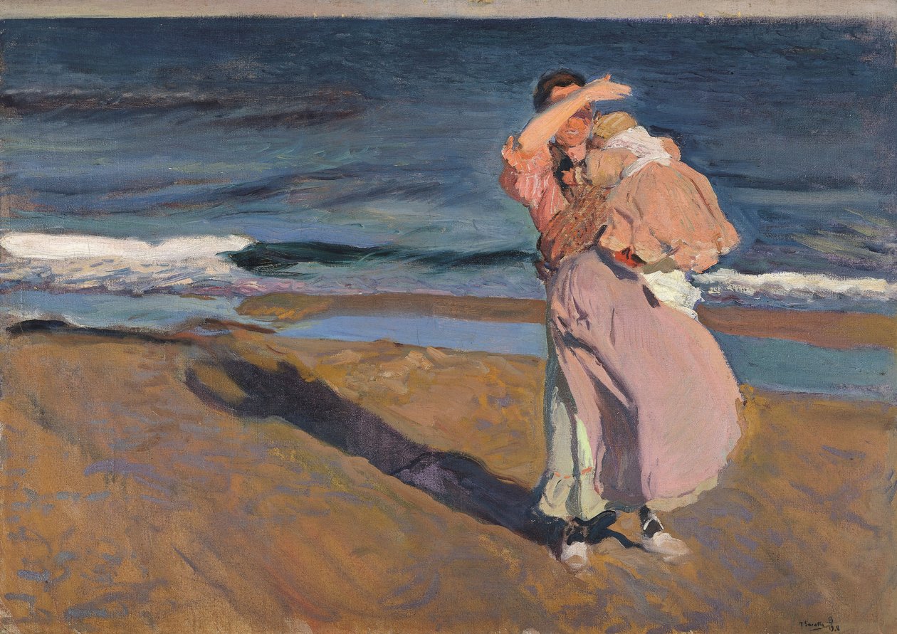 Halásznő gyermekkel, Valencia, 1908. alkotó: Joaquín Sorolla