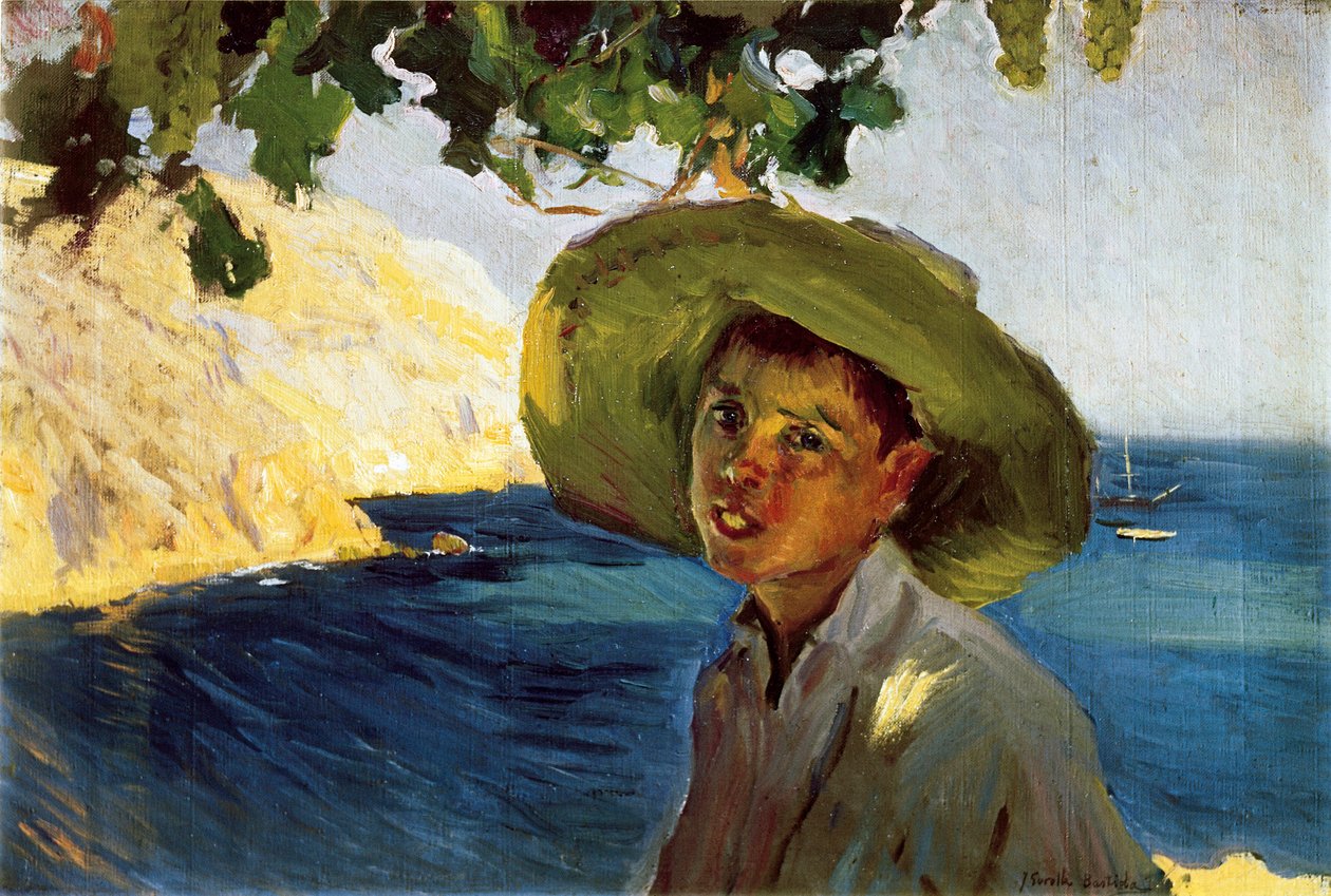 A fiú sombreróval, 19. század vége - 20. század eleje (olaj, vászon) alkotó: Joaquín Sorolla