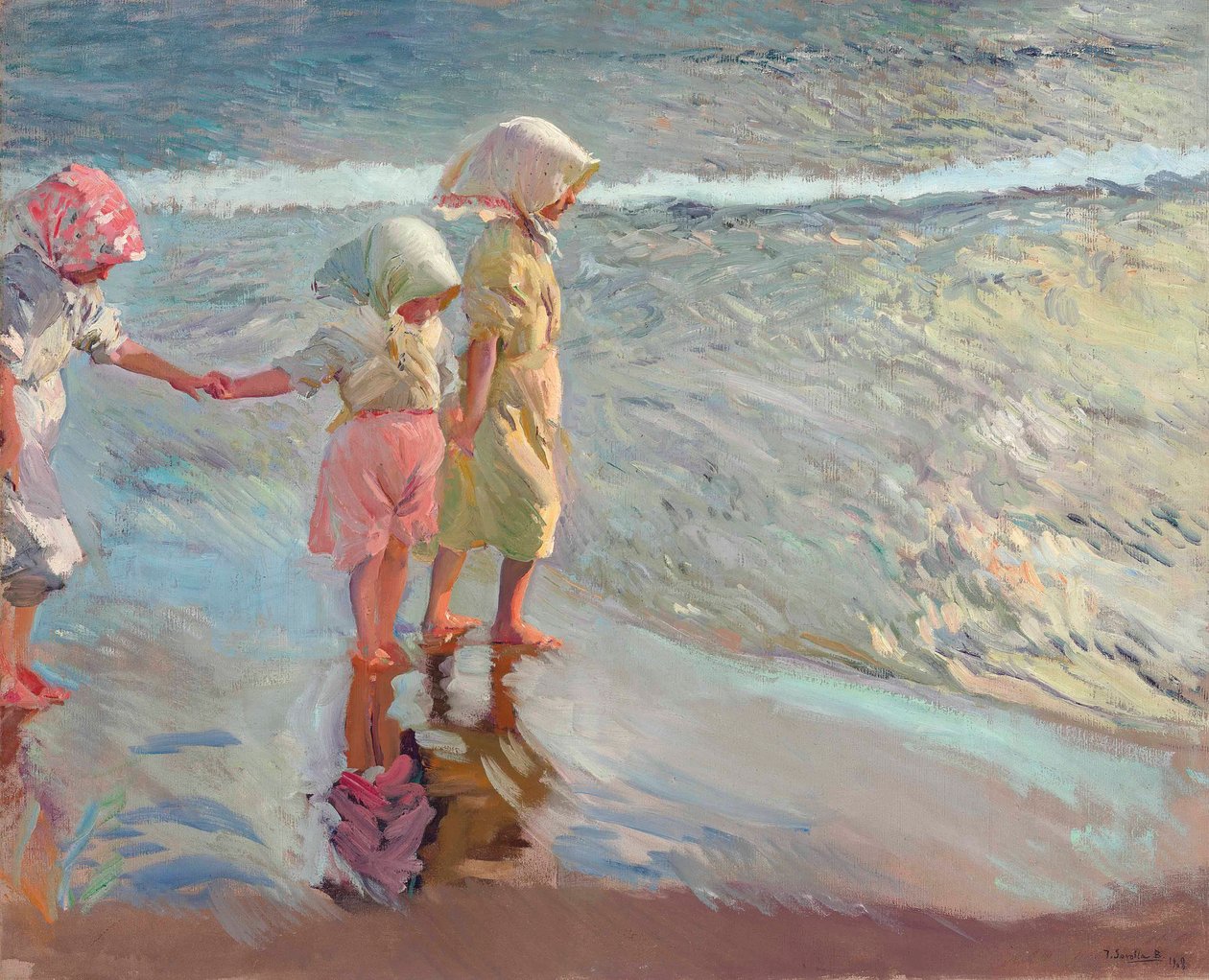A három nővér a tengerparton, 1908. alkotó: Joaquín Sorolla