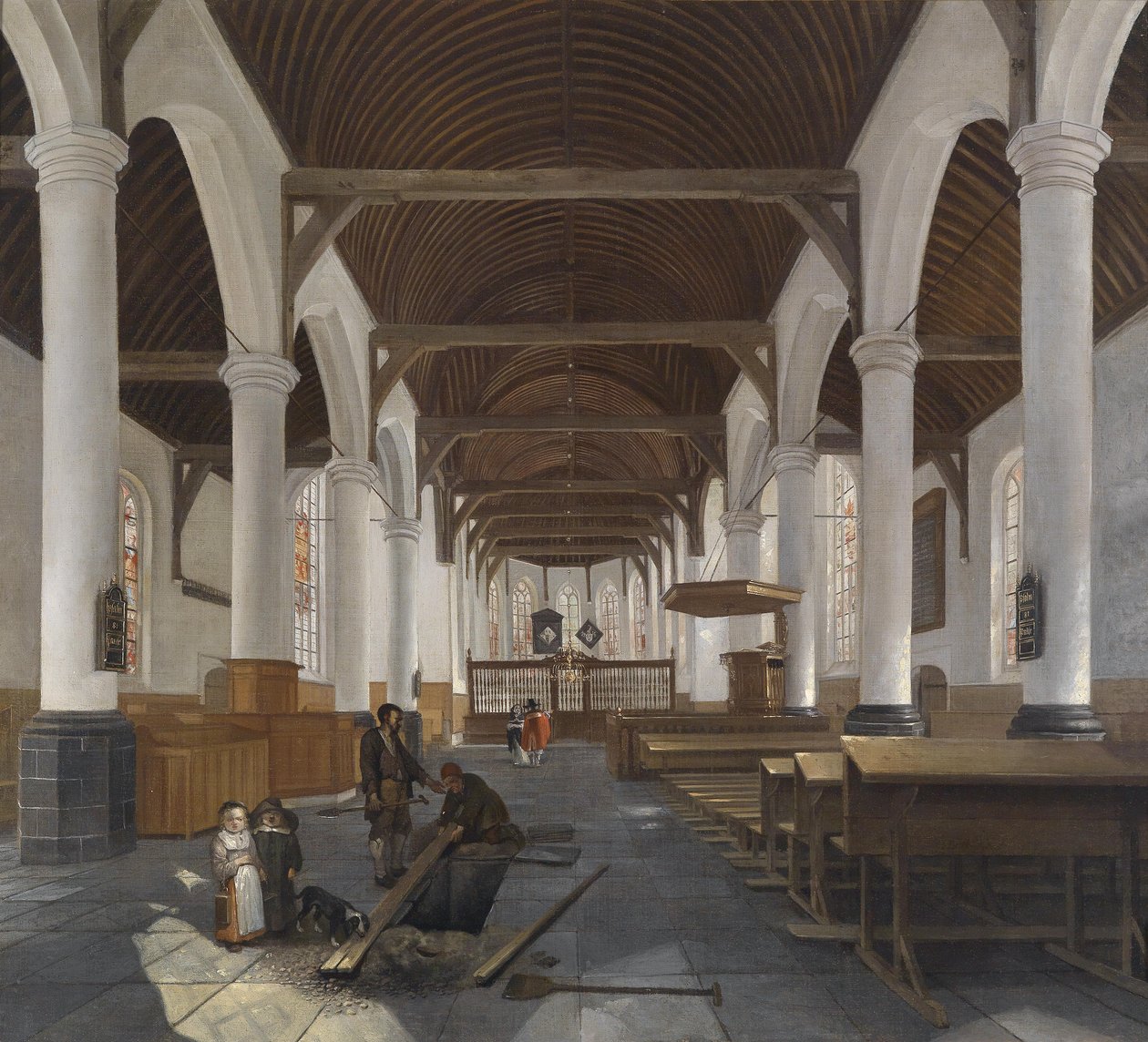 A barokk templom belseje (az Oude Kerk Amszterdamban?) alkotó: Job Berckheyde