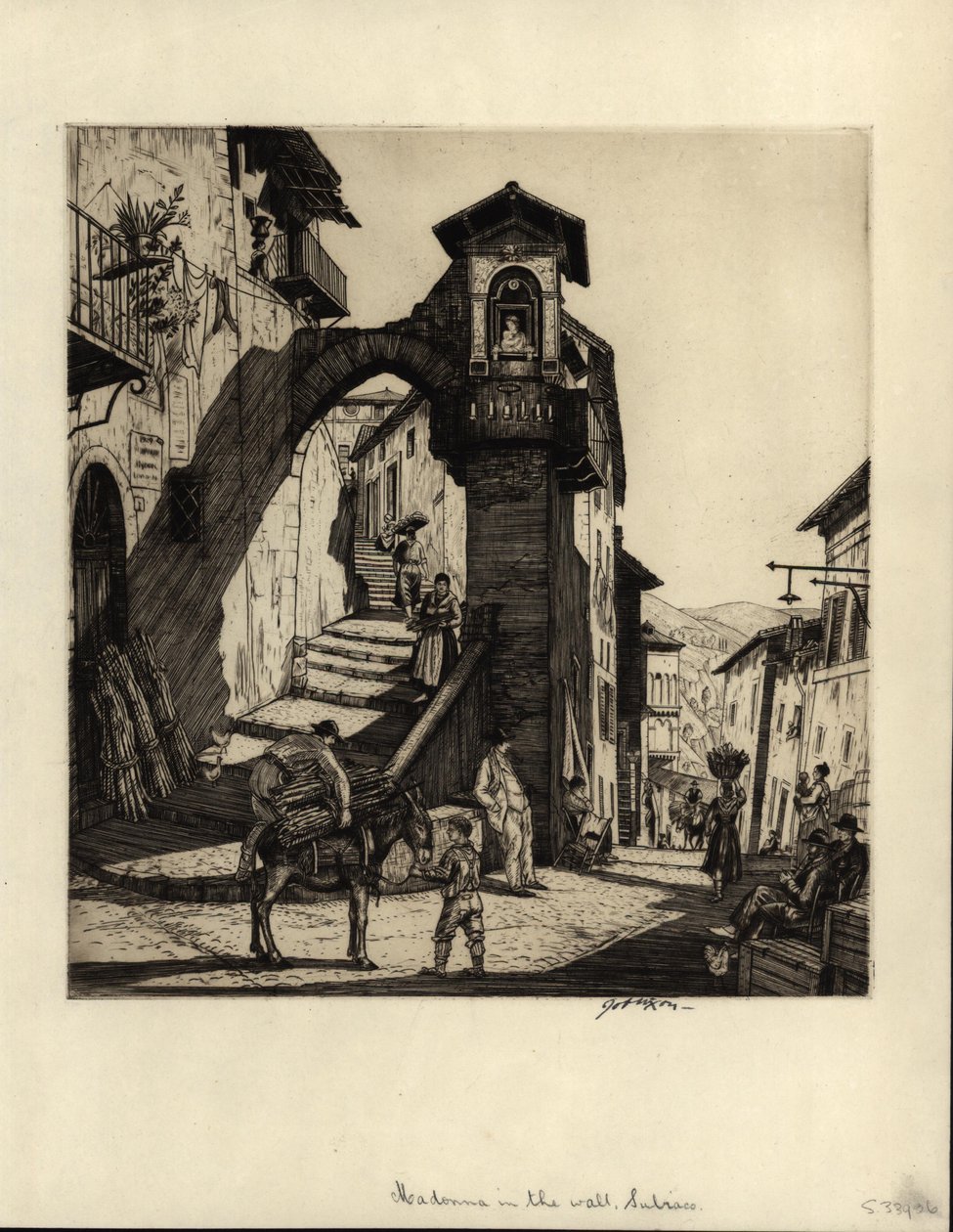 Madonna a falban, Subiaco, 1929 (szárazpontos metszet) alkotó: Job Nixon