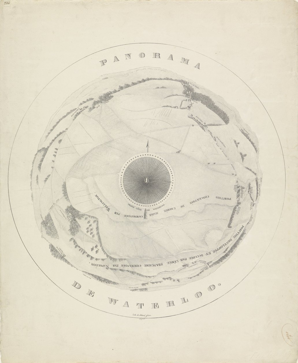 Panoráma a waterlooi csatatér helyszínéről, 1815 Panorama de Waterloo (cím a tárgyon) alkotó: Jobard frères