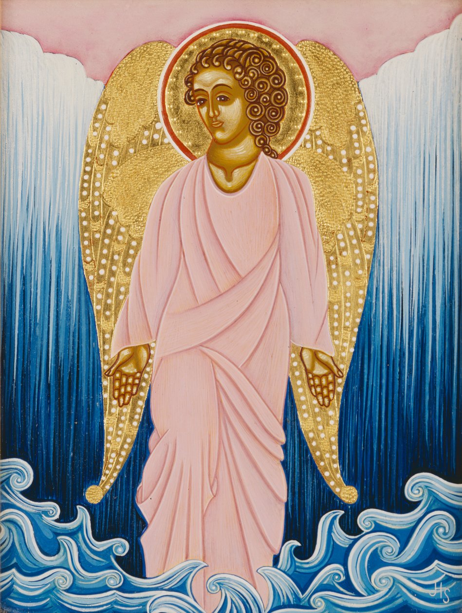 Gabriel, Angel of Water, 2004 (tojástempera és 24k arany fára) alkotó: Jodi Simmons