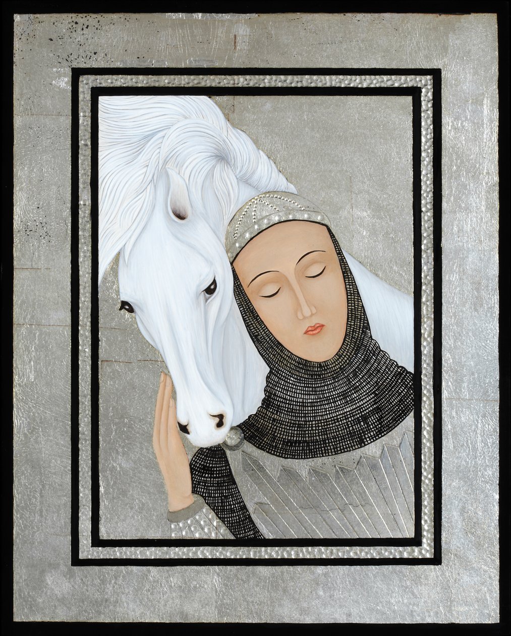 Joan Gathers Strength, 2017 (tojástempera és sterling ezüst, fa) alkotó: Jodi Simmons