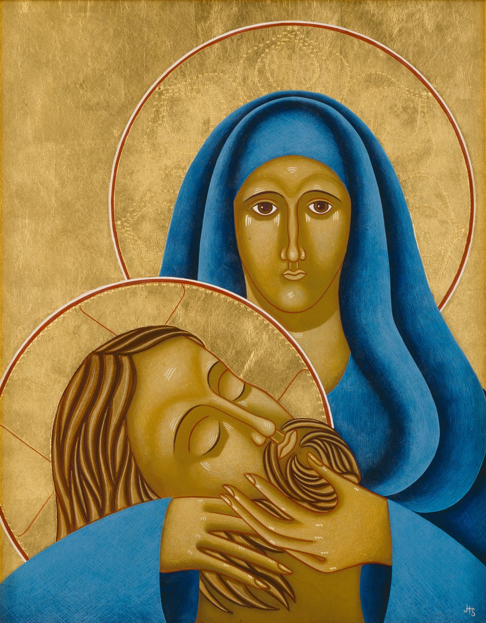 Pieta, 2004 (tojástempera és 24k arany fára) alkotó: Jodi Simmons