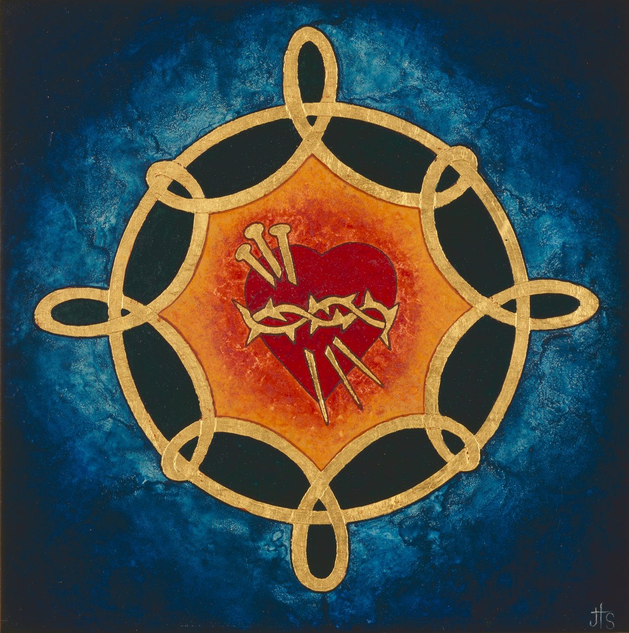 Sacred Heart, 2005 (tojástempera és 24k arany, fa) alkotó: Jodi Simmons