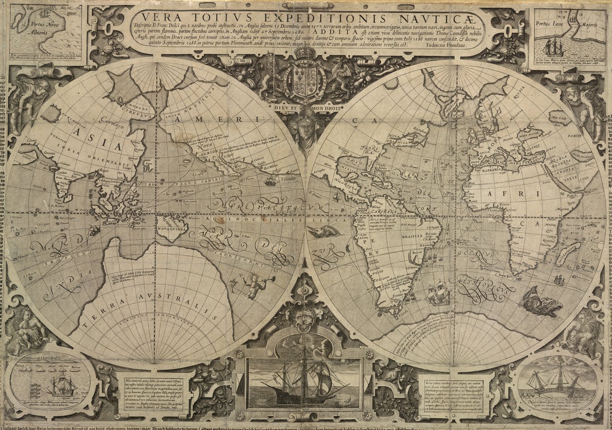 Drake 1577-80-as világútja, az egész tengeri expedíció igaz beszámolója alkotó: Jodocus Hondius