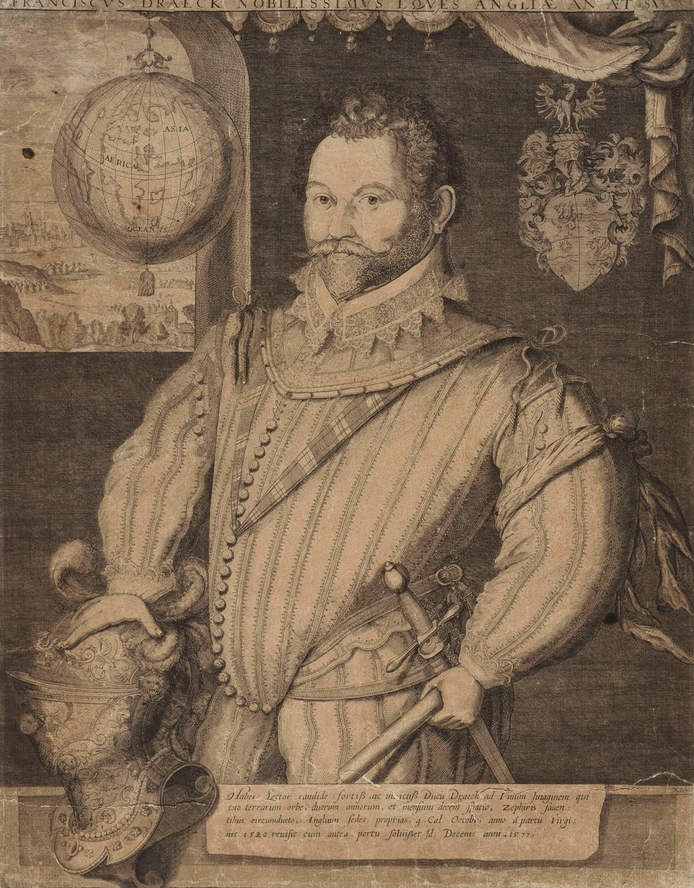 Sir Francis Drake portréja, alkotó: Jodocus Hondius