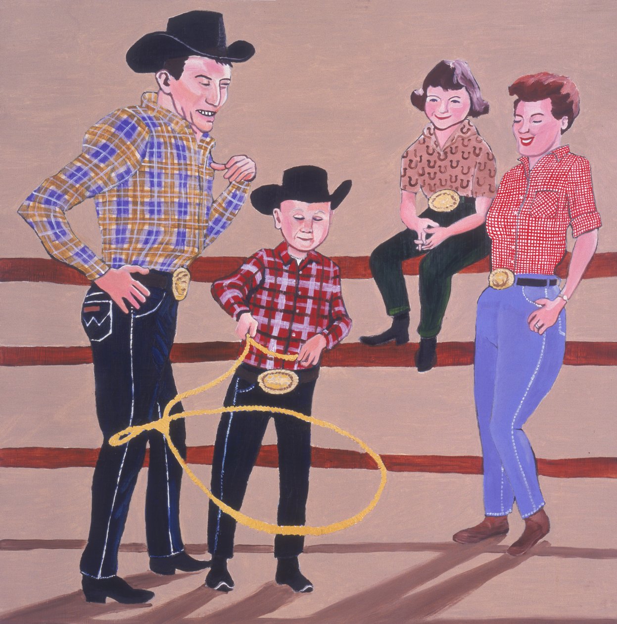 Cowboy Family, 2001 (olaj és akril a panelen) alkotó: Joe Heaps Nelson