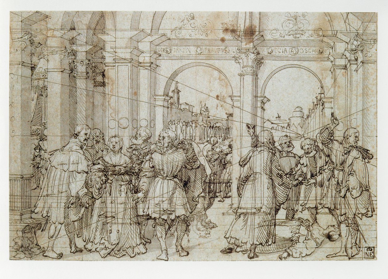 Lucretia története (toll, fekete tinta, szürke tus, papír) alkotó: Joerg the Elder Breu