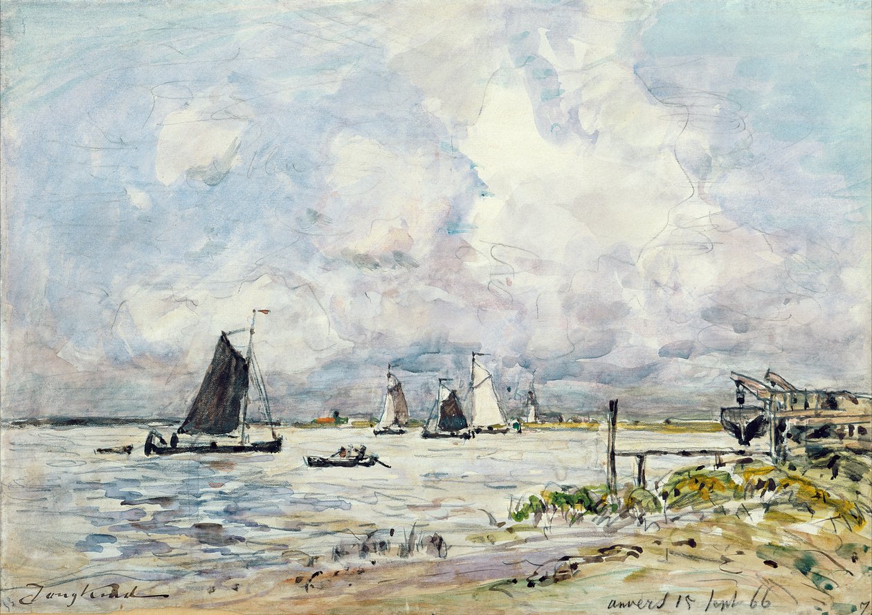 Leszállótér az Escaut-on, 1866 alkotó: Johan Barthold Jongkind