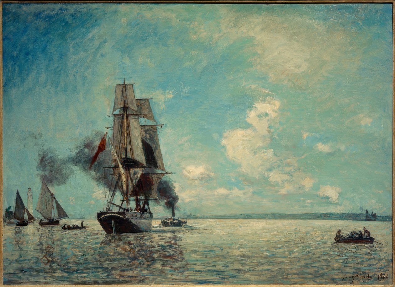 Honfleur kikötője alkotó: Johan Barthold Jongkind