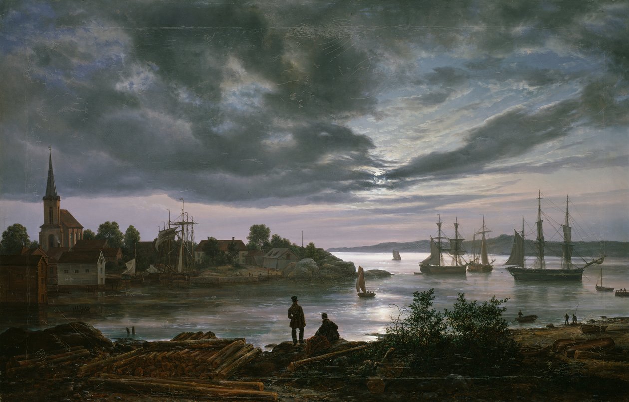 Larvik by Moonlight alkotó: Johan Christian Dahl