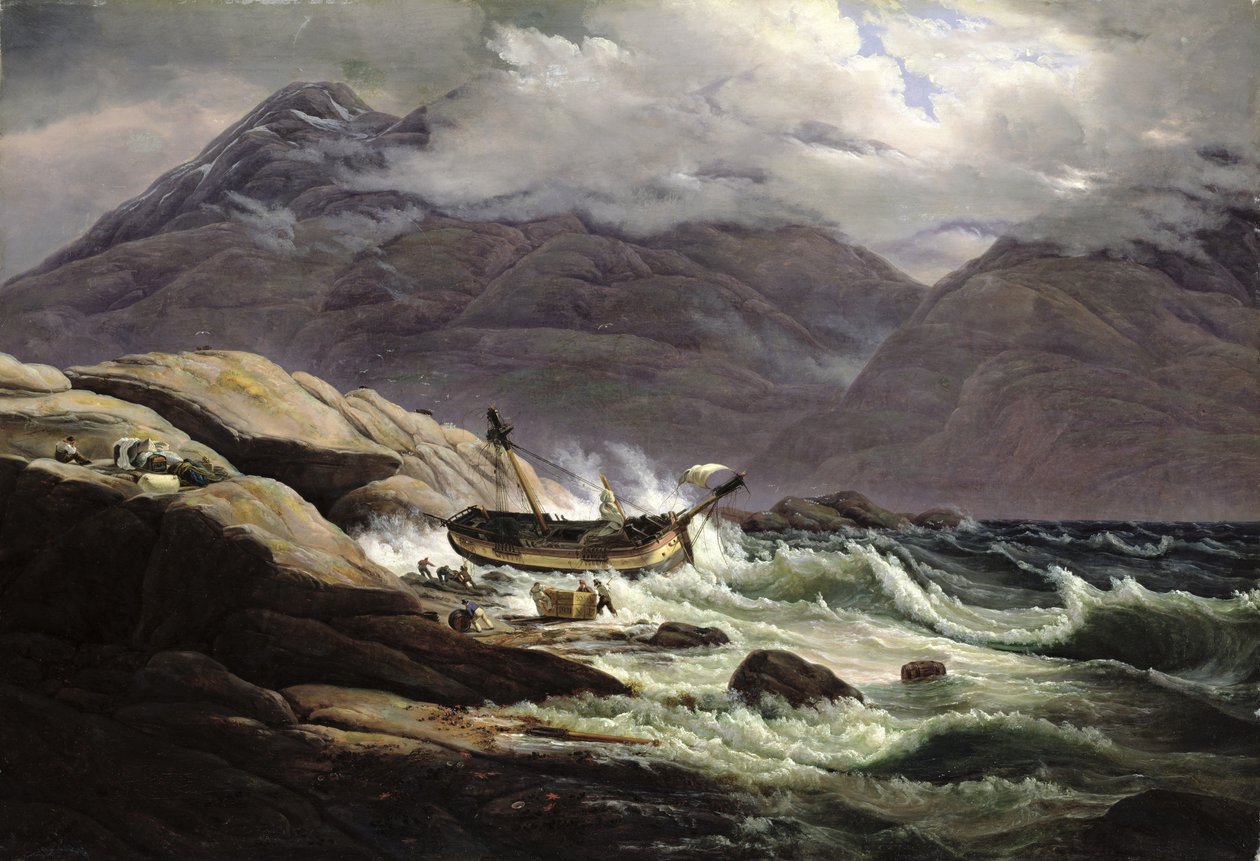 Hajótörés a norvég parton, 1831 alkotó: Johan Christian Dahl