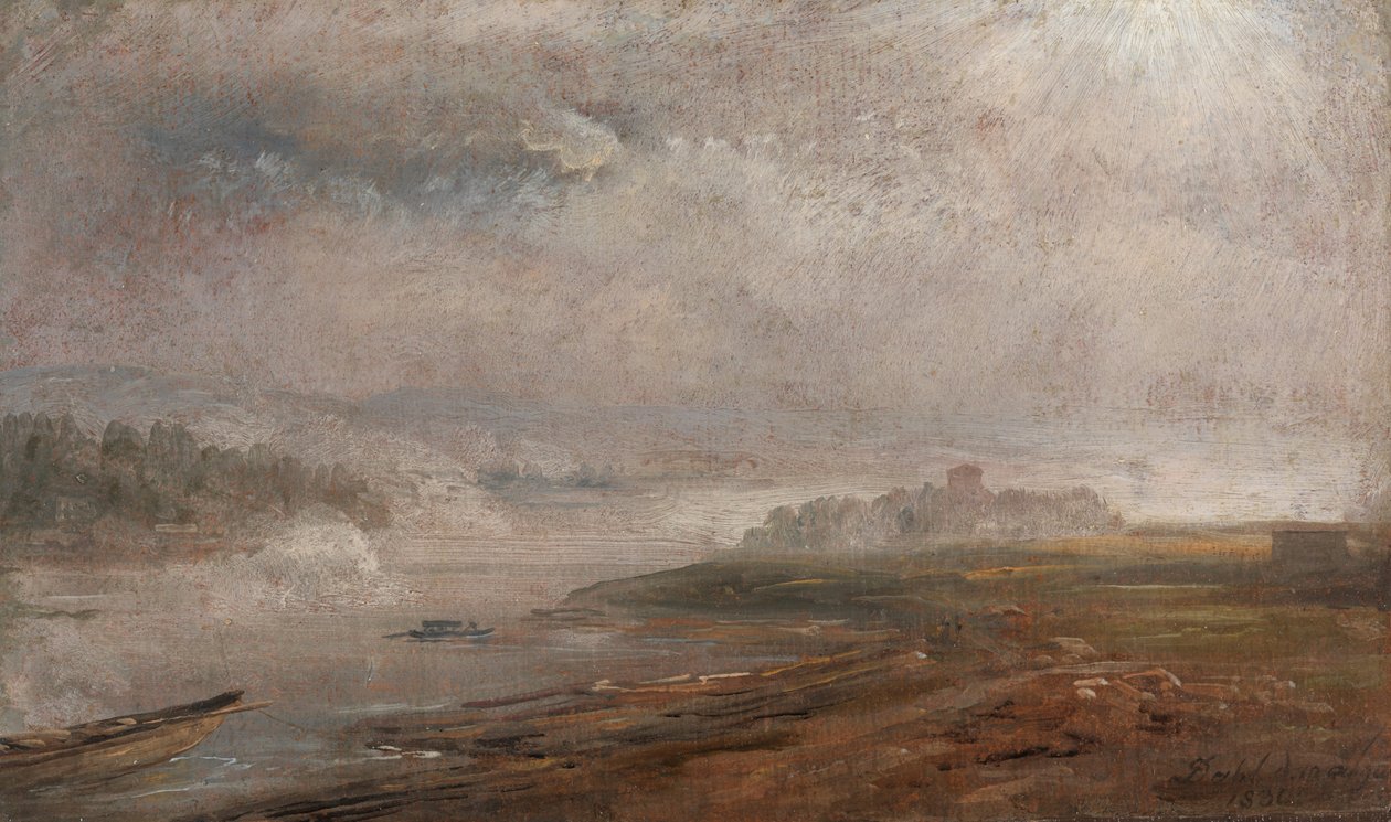 Az Elba egy ködös reggel alkotó: Johan Christian Dahl