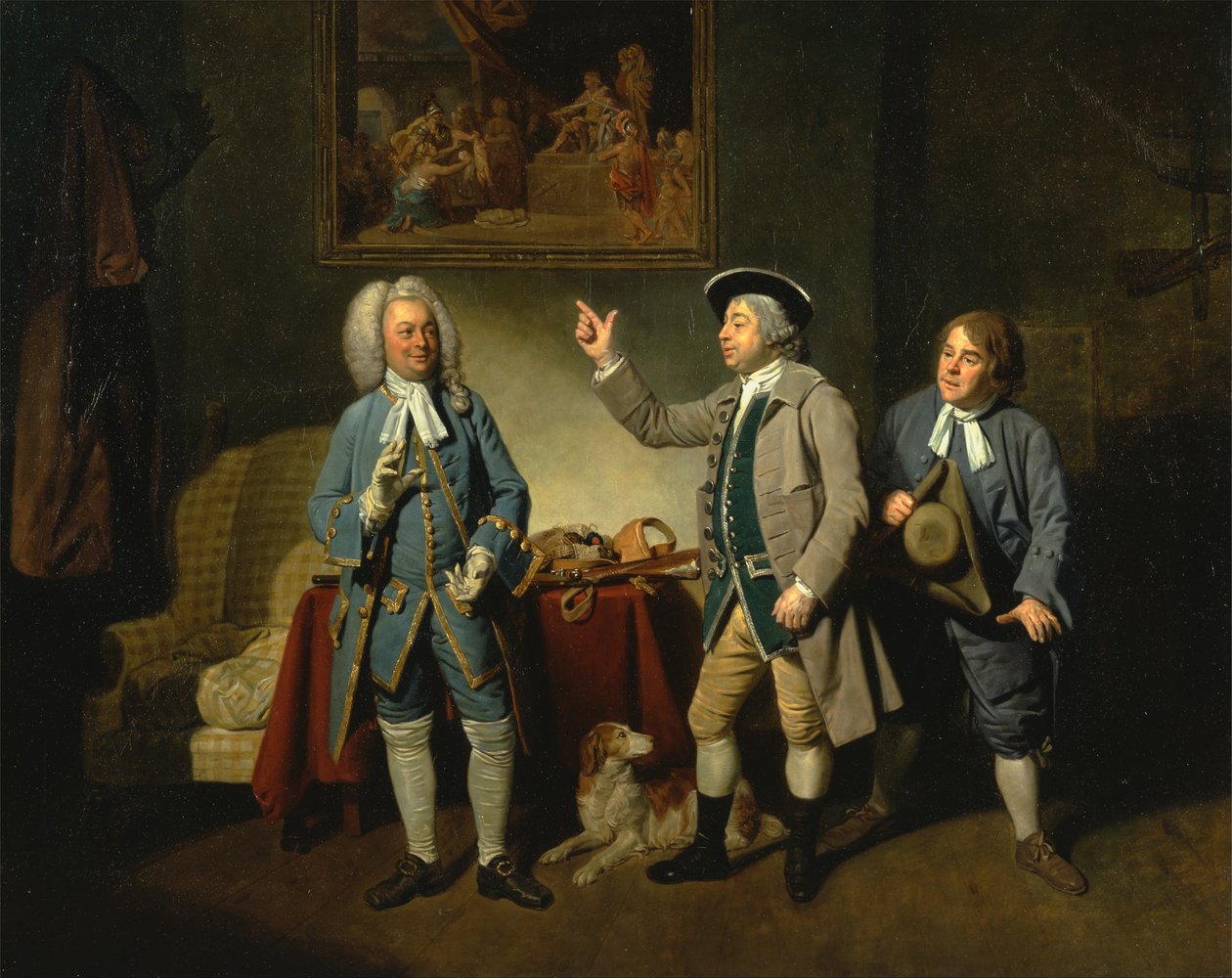 Edward Shuter, John Beard és John Dunstall az Isaac Bickertons Love in a Village című filmben alkotó: Johan Joseph Zoffany