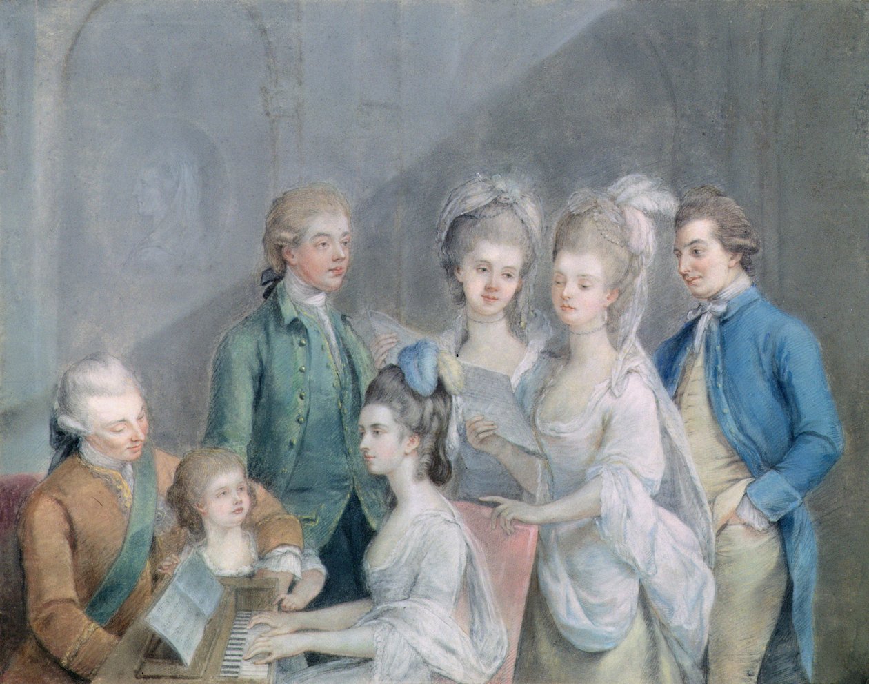 Charles Schaw, 9. báró Cathcart (1721-76) családja (pasztell, papír) alkotó: Johan Joseph Zoffany