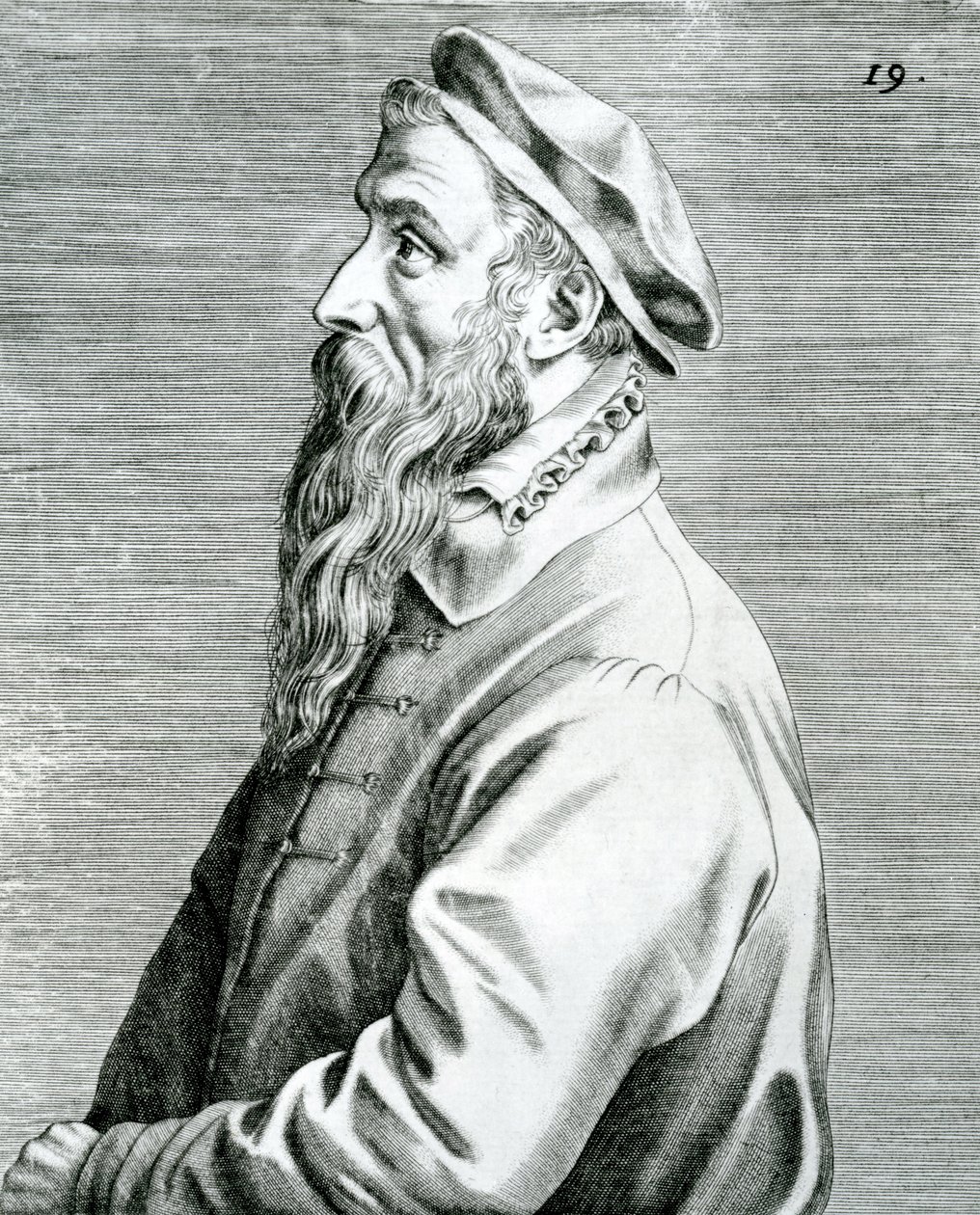 Peter Breughel, 19. tábla a Pictorum aliquot celebrium Germanaie inferioris effigies (Néhány híres németalföldi művész portréi) sorozatból, 1595 (metszet és betűmetszet) alkotó: Johan Wierix