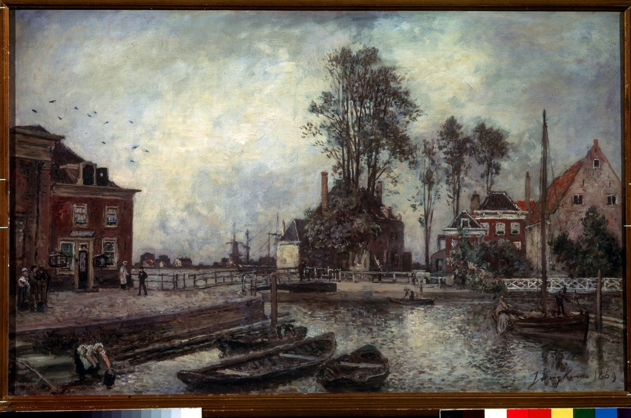 Csatorna rakpart (A csatorna töltése). Johan Barthold Jongkind (1819-1891) festménye alkotó: Johan Barthold Jongkind