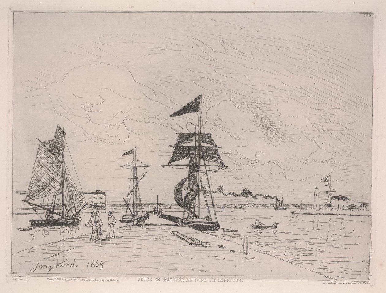 Fa móló Honfleur kikötőjében alkotó: Johan Barthold Jongkind