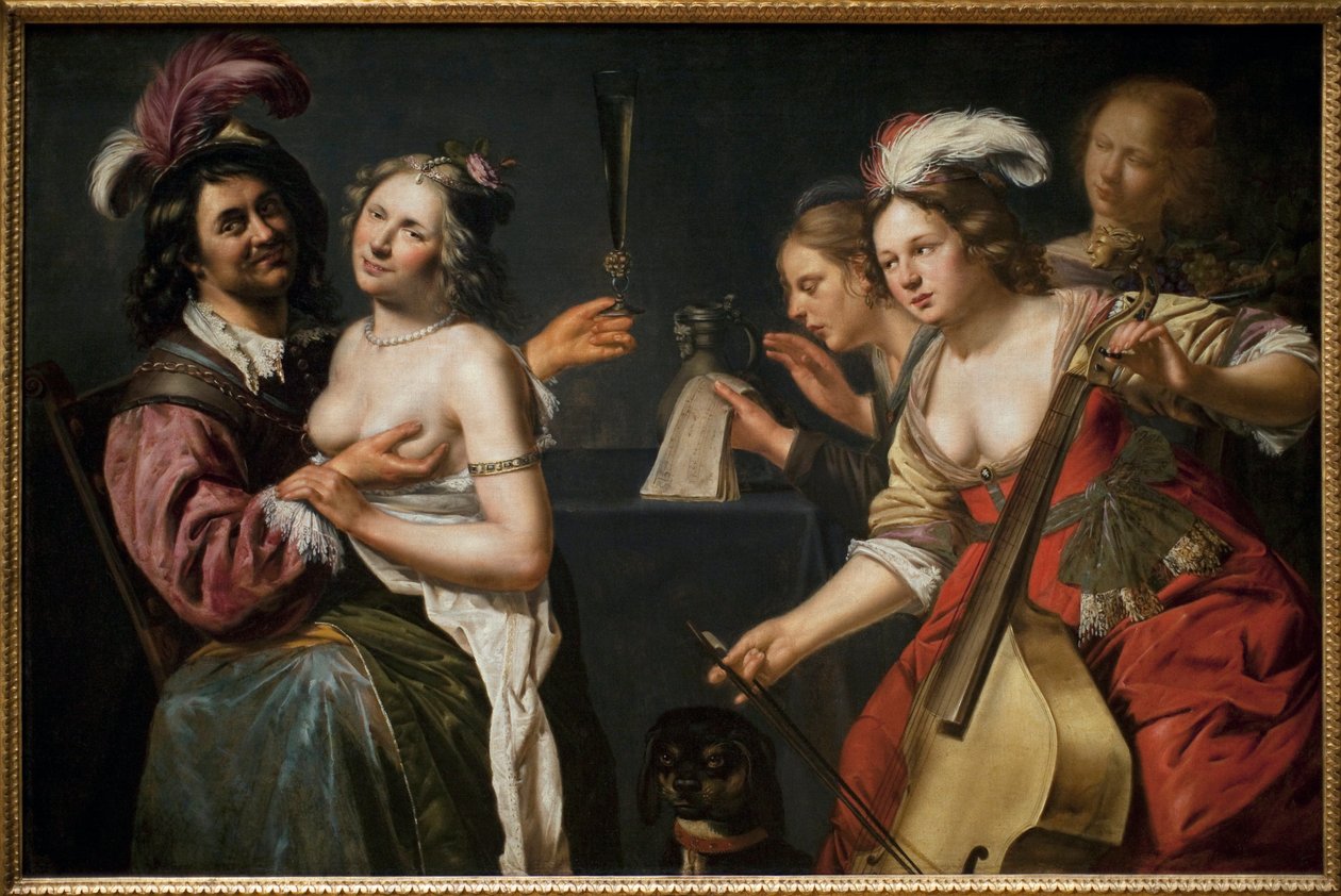 A tékozló fiú vagy „az öt érzék allegóriája””. Johannes Baeck (kb. 1600-1654) festménye, olaj, vászon alkotó: Johan Baeck