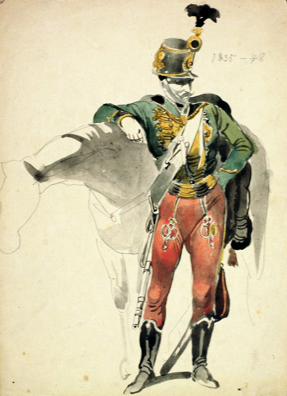 A 9. ezred huszárja, könnyűlovassági ruha, 1835-48 alkotó: Johan Baptiste Heinefetter