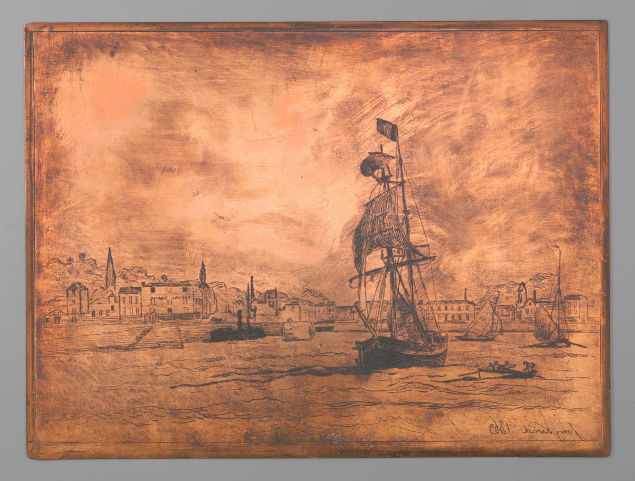 Honfleur kikötője alkotó: Johan Barthold Jongkind (signed by artist)
