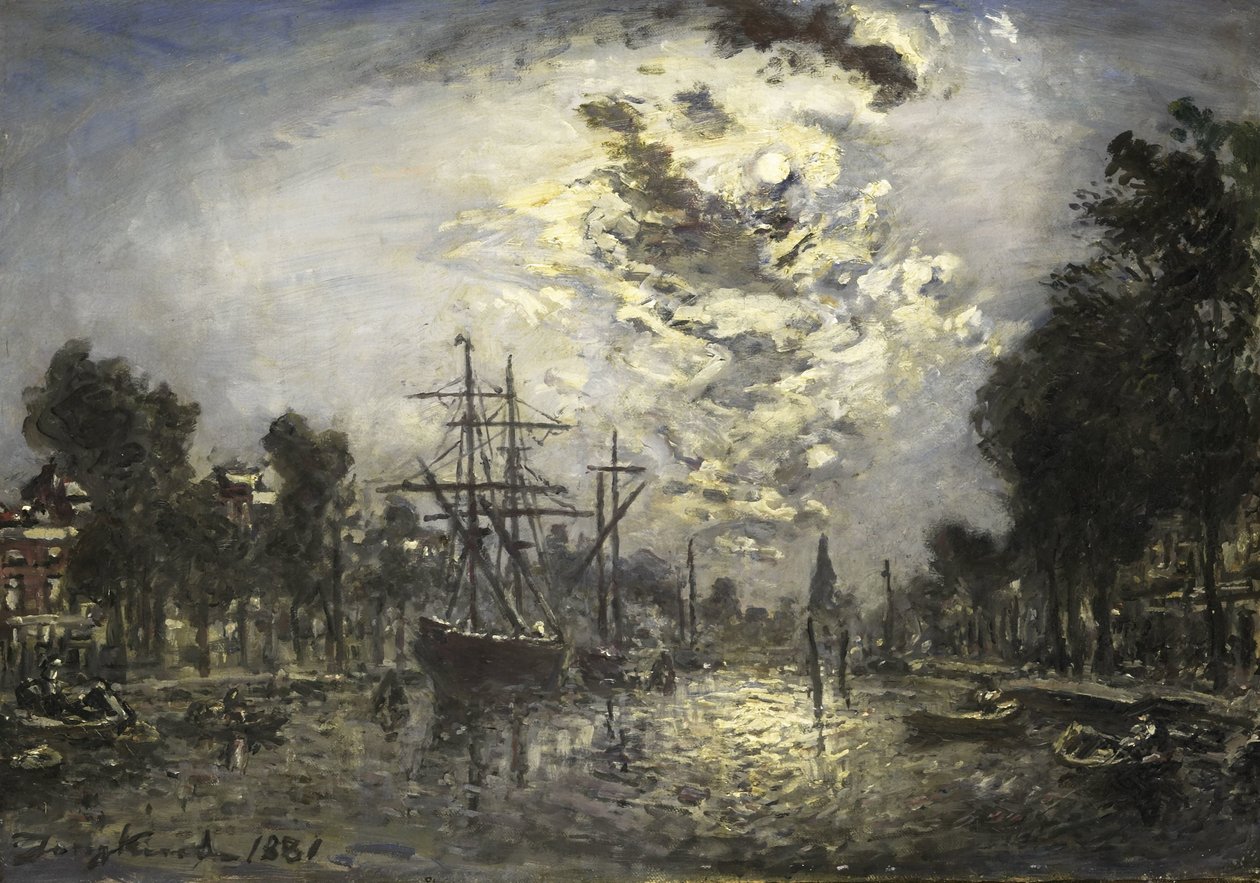 Rotterdam a Holdfényben alkotó: Johan Barthold Jongkind (signed by artist)