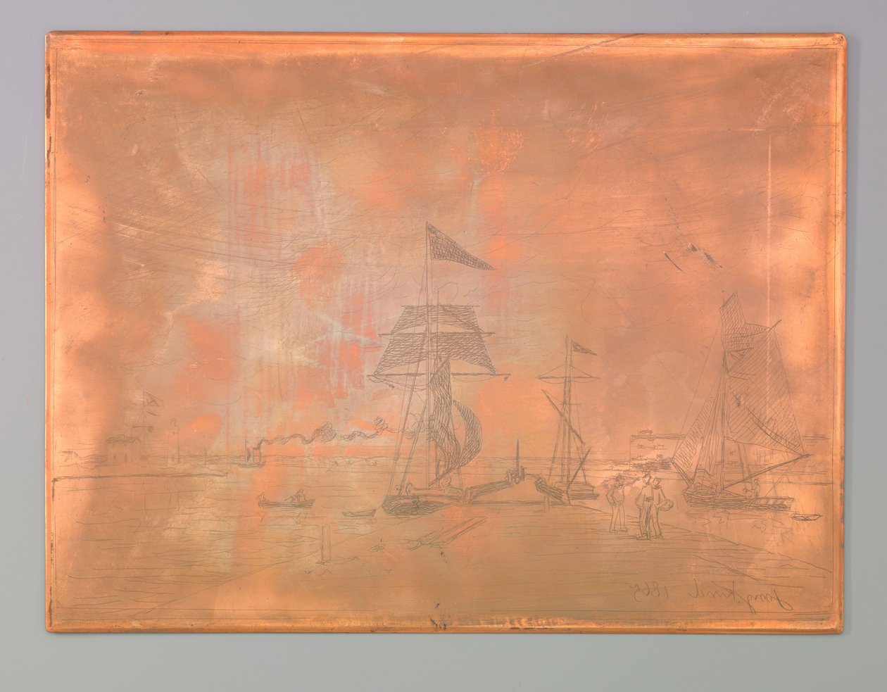 Móló Honfleur kikötőjében alkotó: Johan Barthold Jongkind (signed by artist)