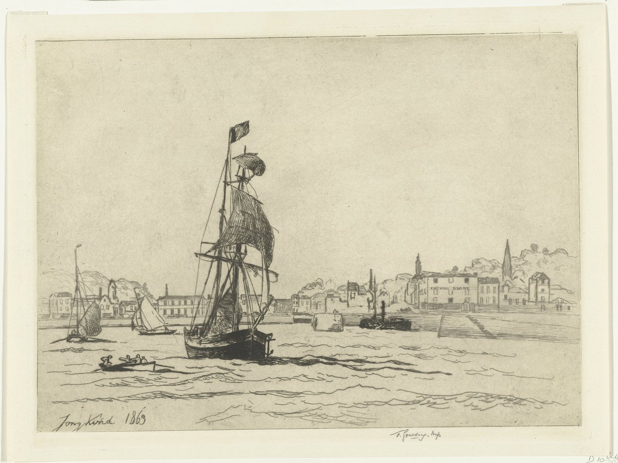 Honfleur kikötője alkotó: Johan Barthold Jongkind