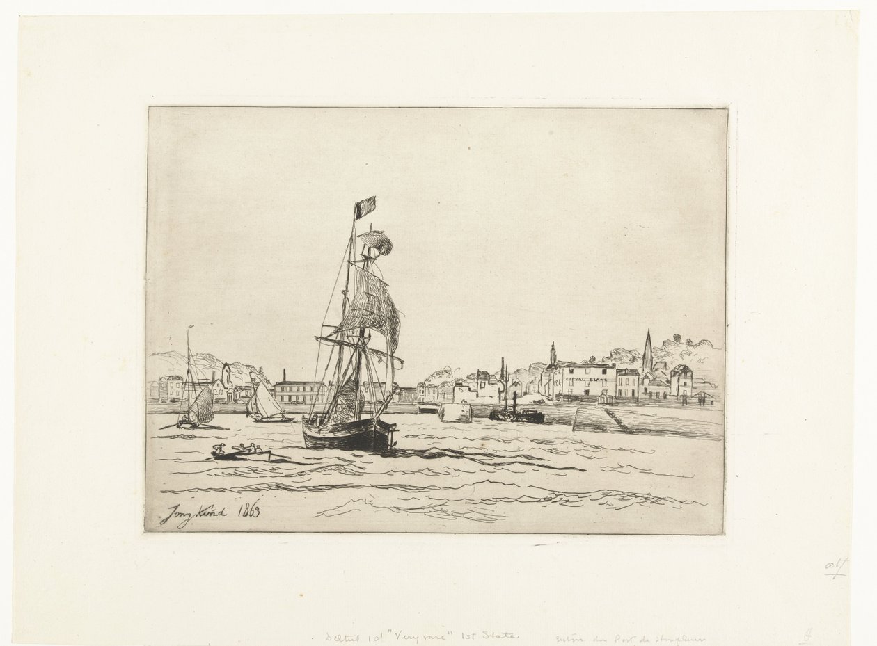Honfleur kikötője alkotó: Johan Barthold Jongkind