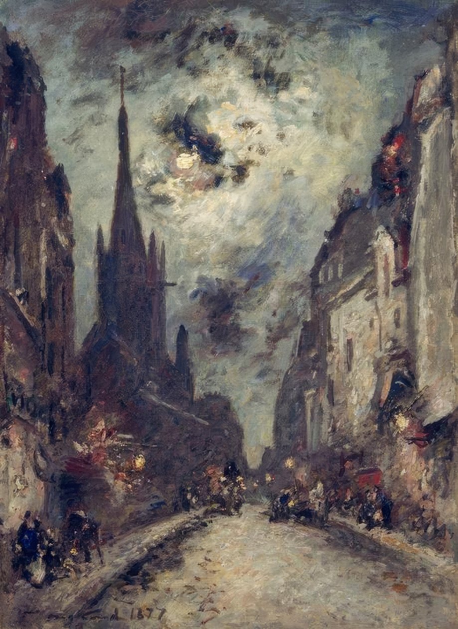 A Rue St. Jacques és a Mondsche melletti St. Séverin templom alkotó: Johan Barthold Jongkind