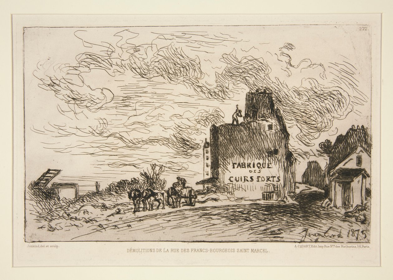 Demolitions de la Rue des Francs-Bourgeois Saint-Marcel (Lebontás a Rue des Francs-Bourgeois Saint-Marcel-nál) alkotó: Johan Barthold Jongkind