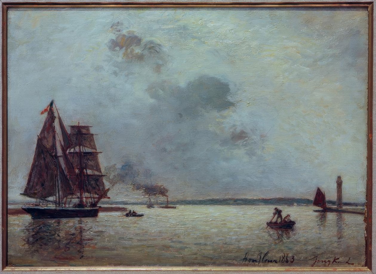 Belépés Honfleur kikötőjébe napkeltekor alkotó: Johan Barthold Jongkind