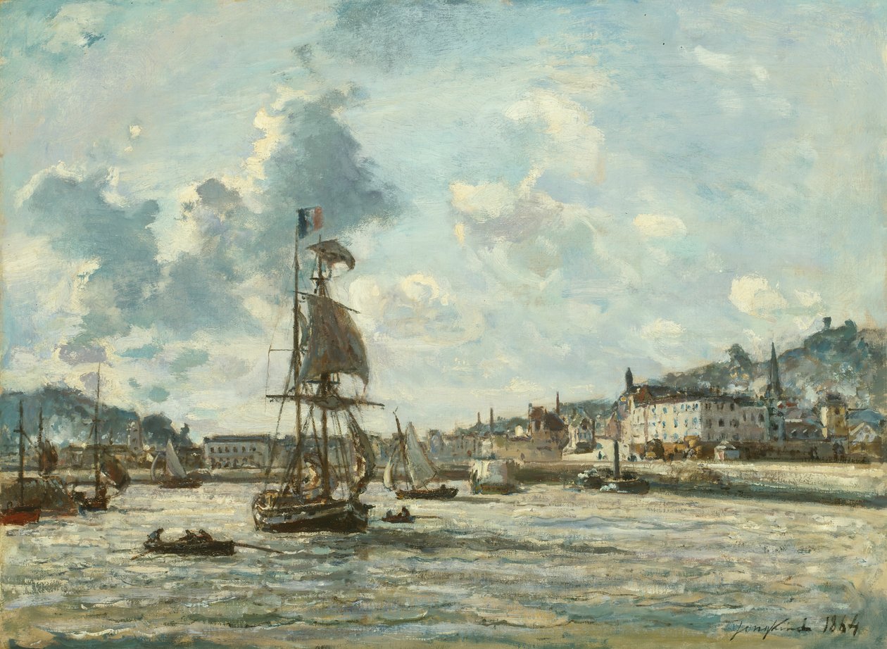 Honfleur kikötőjének bejárata, 186364. alkotó: Johan Barthold Jongkind