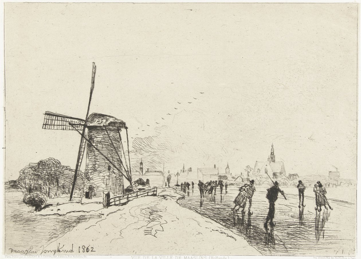Kilátás Maassluisra Vue de la ville de Maaslins (Hollandia) (cím a tárgyon) alkotó: Johan Barthold Jongkind